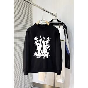 Moncler Men's and Women's Crew Neck Black Long Sleeve T-Shirt